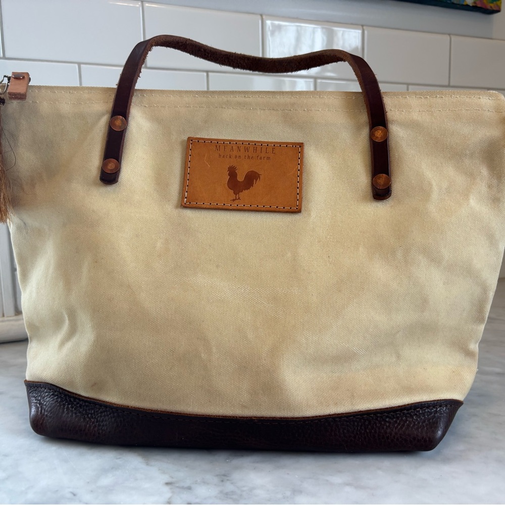 Meanwhile Back on the Farm Waxed Canvas Small Tote